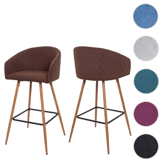 Cosmo Casa - Set van 2 Barkrukken - Rugleuning - Textiel & Metaal - Bruin