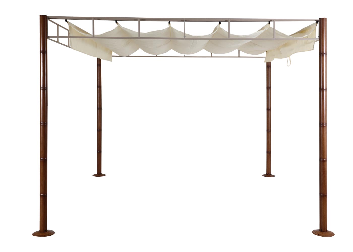 Cosmo Casa - Pergola - Tuinpaviljoen Terrasoverkapping - Stabiel 7 cm Metalen Frame - Bamboe Look Crèmewit - 3×3 m
