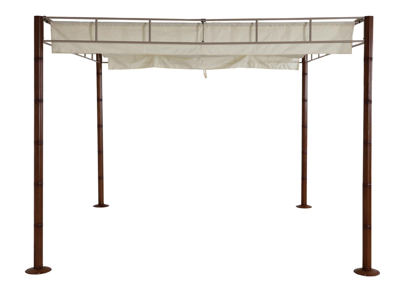 Cosmo Casa - Pergola - Tuinpaviljoen Terrasoverkapping - Stabiel 7 cm Metalen Frame - Bamboe Look Crèmewit - 3×3 m