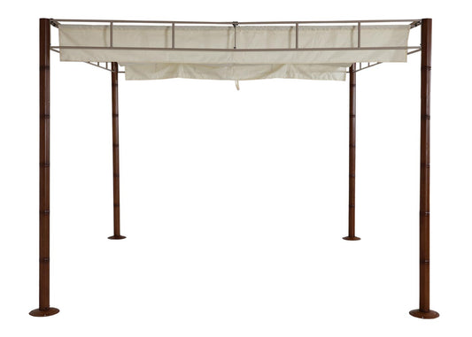 Cosmo Casa - Pergola - Tuinpaviljoen Terrasoverkapping - Stabiel 7 cm Metalen Frame - Bamboe Look Crèmewit - 3×3 m