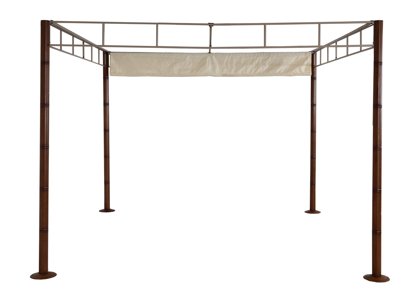 Cosmo Casa - Pergola - Tuinpaviljoen Terrasoverkapping - Stabiel 7 cm Metalen Frame - Bamboe Look Crèmewit - 3×3 m