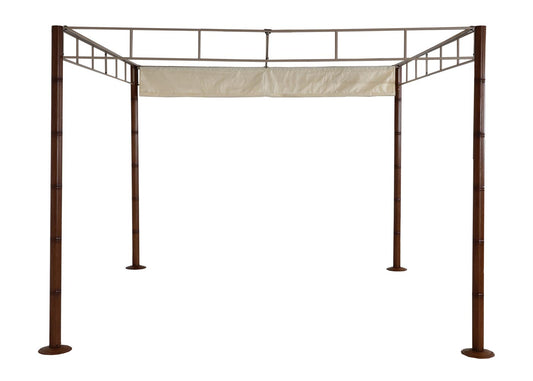 Cosmo Casa - Pergola - Tuinpaviljoen Terrasoverkapping - Stabiel 7 cm Metalen Frame - Bamboe Look Crèmewit - 3×3 m