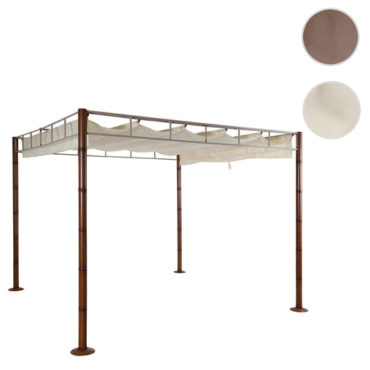 Cosmo Casa - Pergola - Tuinpaviljoen Terrasoverkapping - Stabiel 7 cm Metalen Frame - Bamboe Look Crèmewit - 3×3 m