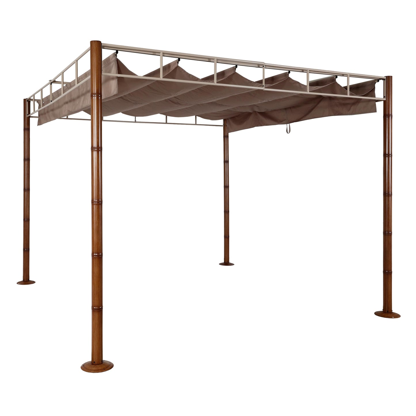 Cosmo Casa - Pergola - Tuinpaviljoen Terrasoverkapping - Stabiel 7 cm Metalen Frame - Bamboe Look Taupebruin - 3×3 m