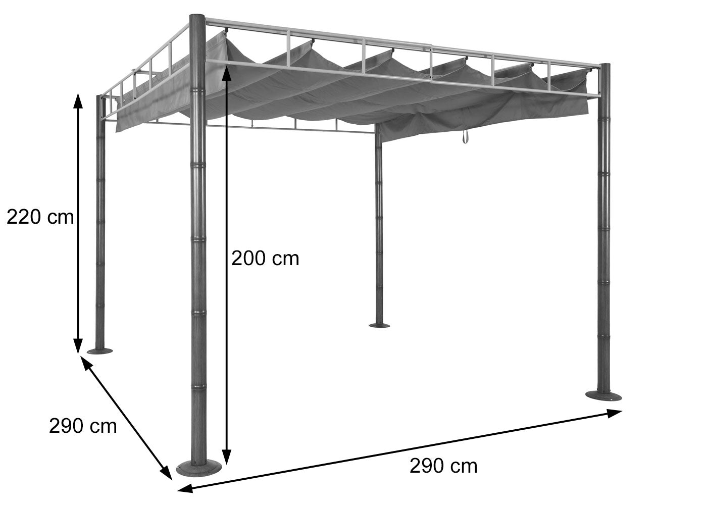 Cosmo Casa - Pergola - Tuinpaviljoen Terrasoverkapping - Stabiel 7 cm Metalen Frame - Bamboe Look Taupebruin - 3×3 m