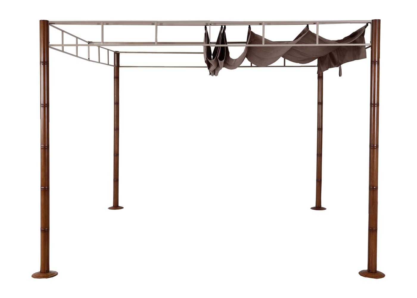 Cosmo Casa - Pergola - Tuinpaviljoen Terrasoverkapping - Stabiel 7 cm Metalen Frame - Bamboe Look Taupebruin - 3×3 m