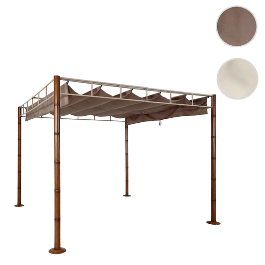 Cosmo Casa - Pergola - Tuinpaviljoen Terrasoverkapping - Stabiel 7 cm Metalen Frame - Bamboe Look Taupebruin - 3×3 m