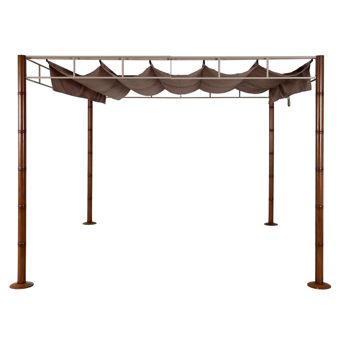 Cosmo Casa - Pergola - Tuinpaviljoen Terrasoverkapping - Stabiel 7 cm Metalen Frame - Bamboe Look Taupebruin - 3×3 m