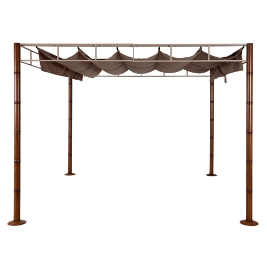 Cosmo Casa - Pergola - Tuinpaviljoen Terrasoverkapping - Stabiel 7 cm Metalen Frame - Bamboe Look Taupebruin - 3×3 m