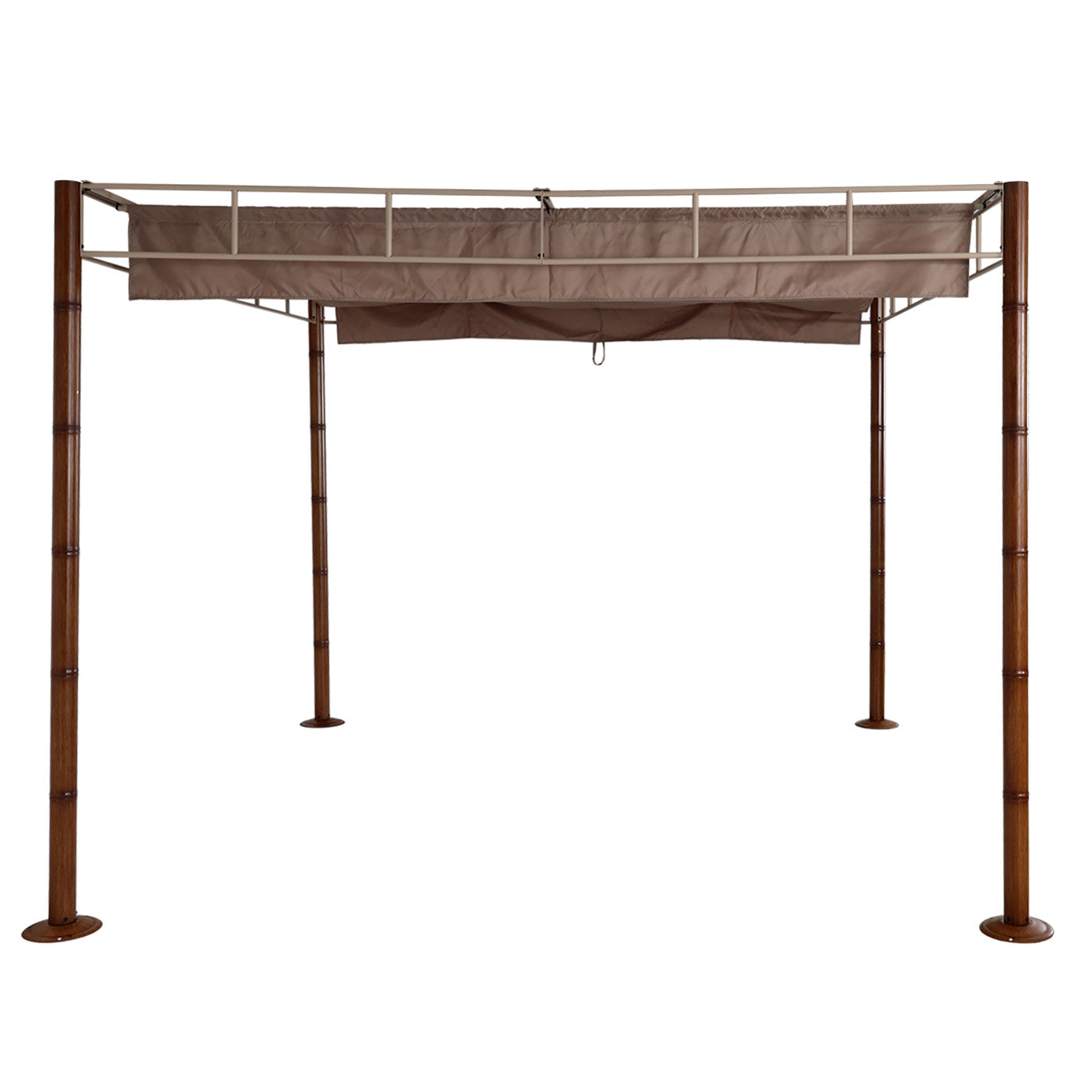 Cosmo Casa - Pergola - Tuinpaviljoen Terrasoverkapping - Stabiel 7 cm Metalen Frame - Bamboe Look Taupebruin - 3×3 m