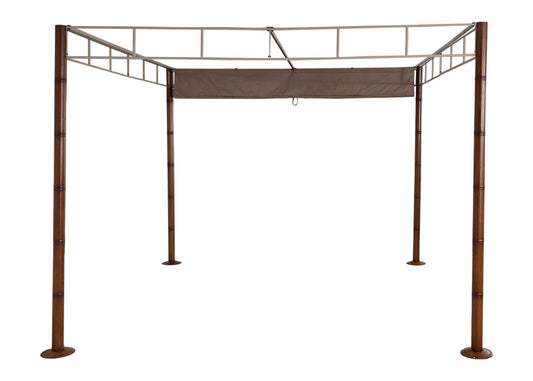 Cosmo Casa - Pergola - Tuinpaviljoen Terrasoverkapping - Stabiel 7 cm Metalen Frame - Bamboe Look Taupebruin - 3×3 m