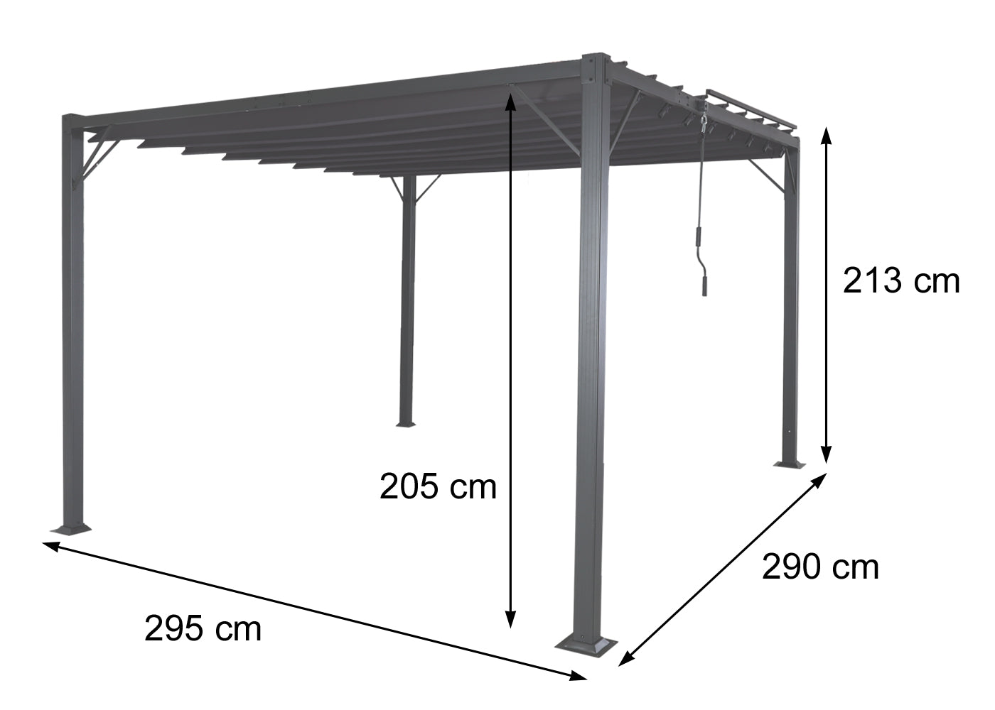 Cosmo Casa - Pergola - Tuinlamellenpaviljoen Terrasoverkapping - 8 cm Aluminium Frame & Stoftextiel - Antraciet - 3×3 m