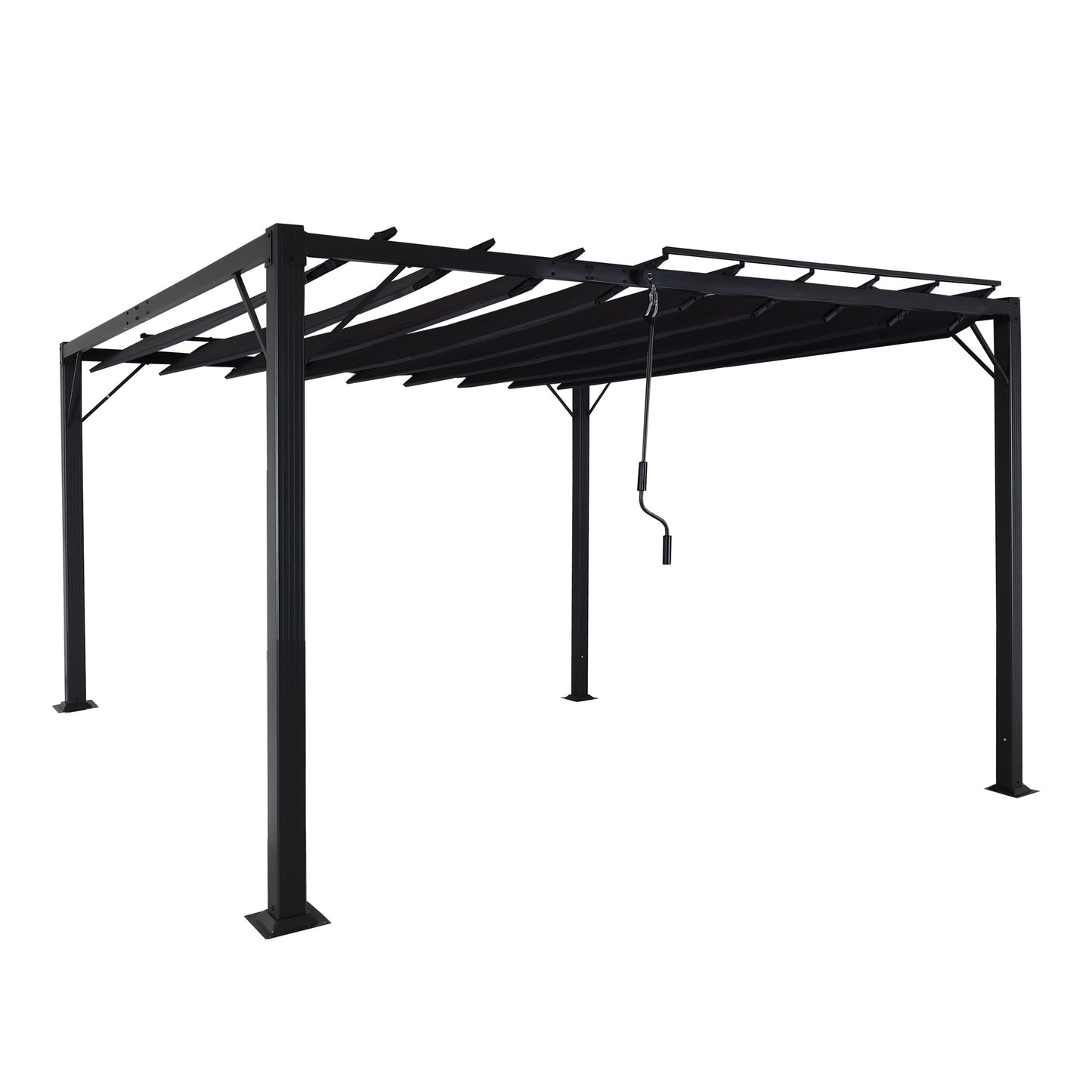 Cosmo Casa - Pergola - Tuinlamellenpaviljoen Terrasoverkapping - 8 cm Aluminium Frame & Stoftextiel - Antraciet - 3×3 m