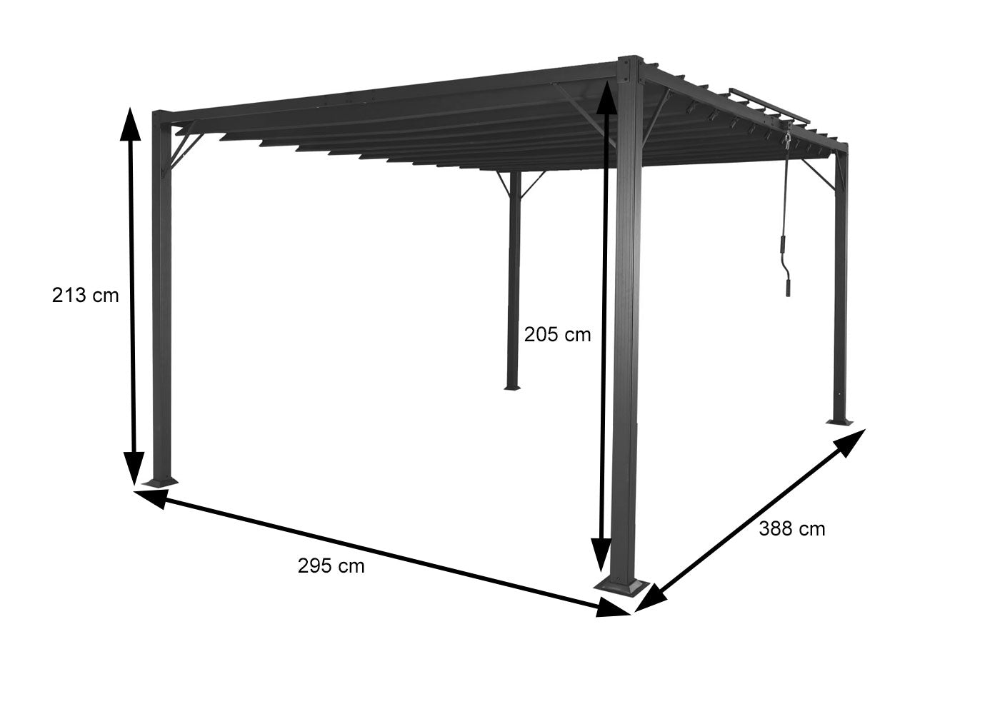 Cosmo Casa - Pergola - Tuinlamellenpaviljoen Terrasoverkapping - 8 cm Aluminium Frame & Stoftextiel - Antraciet - 3×4 m