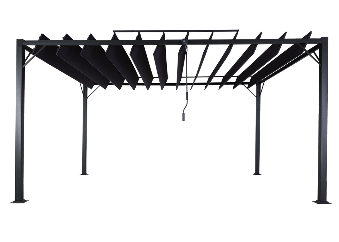 Cosmo Casa - Pergola - Tuinlamellenpaviljoen Terrasoverkapping - 8 cm Aluminium Frame & Stoftextiel - Antraciet - 3×4 m