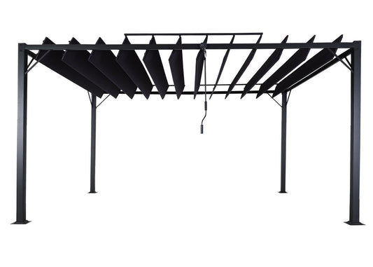 Cosmo Casa - Pergola - Tuinlamellenpaviljoen Terrasoverkapping - 8 cm Aluminium Frame & Stoftextiel - Antraciet - 3×4 m