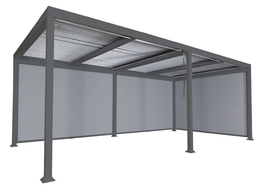 Cosmo Casa - Aluminium pergola - Lamellenpaviljoen met 3 zijwanden - Antraciet - 3x6m