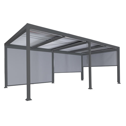 Cosmo Casa - Aluminium pergola - Lamellenpaviljoen met 3 zijwanden - Antraciet - 3x6m