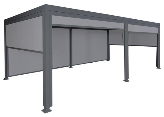 Cosmo Casa - Aluminium Pergola met 6 Zijwanden - Lamellenpaviljoen - Aluminium Frame - Antraciet - 3×6 m