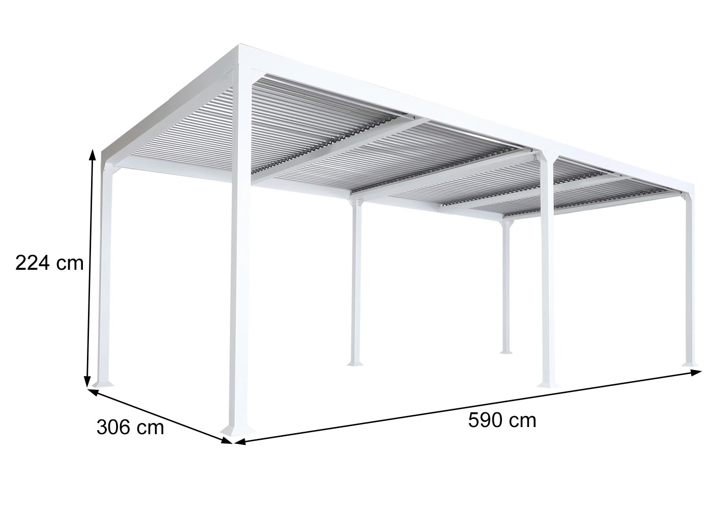 Cosmo Casa - Aluminium Pergola - Lamellenpaviljoen Terrasoverkapping - Aluminium Frame - Wit - 3×6 m