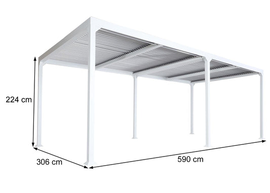 Cosmo Casa - Aluminium Pergola - Lamellenpaviljoen Terrasoverkapping - Aluminium Frame - Wit - 3×6 m