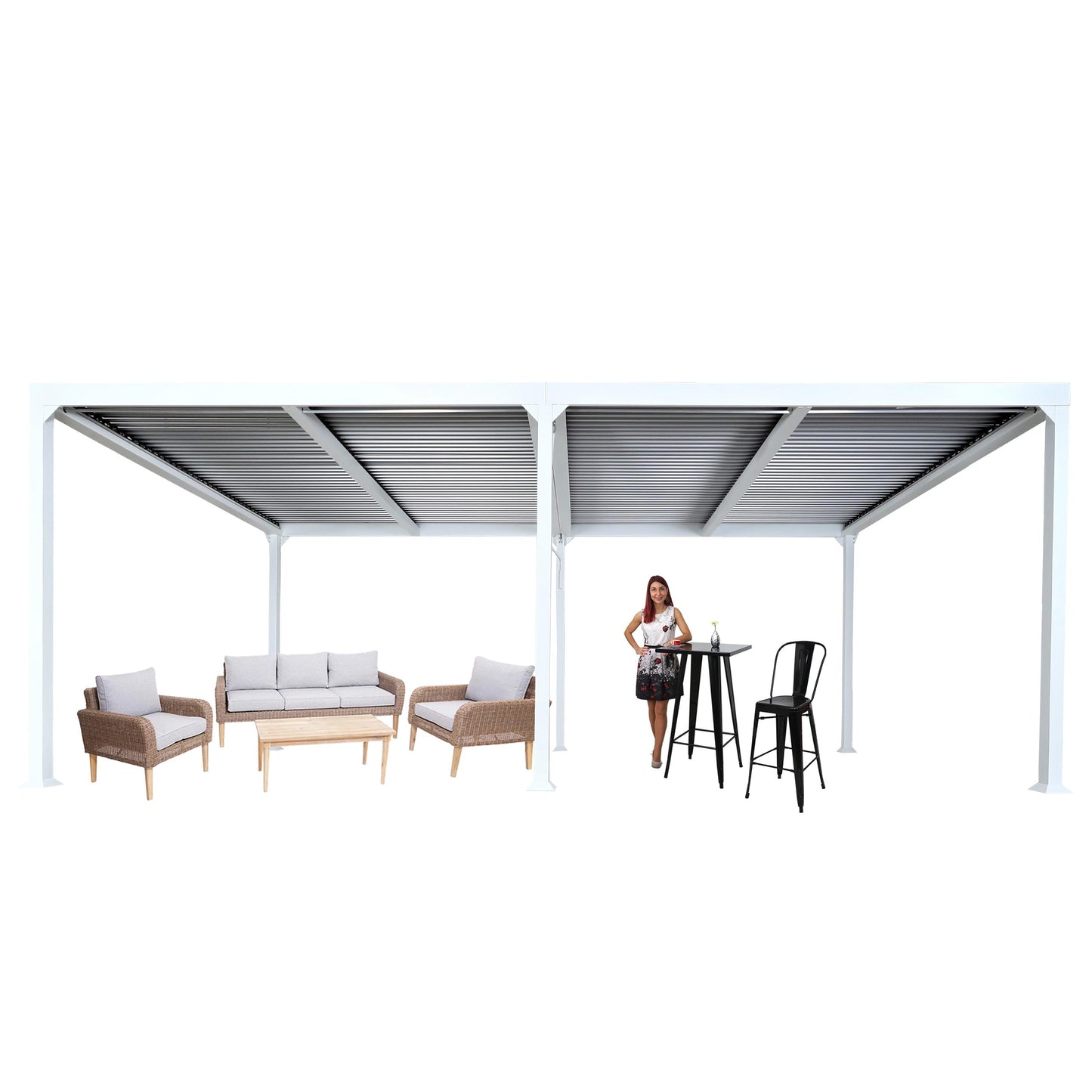 Cosmo Casa - Aluminium Pergola - Lamellenpaviljoen Terrasoverkapping - Aluminium Frame - Wit - 3×6 m