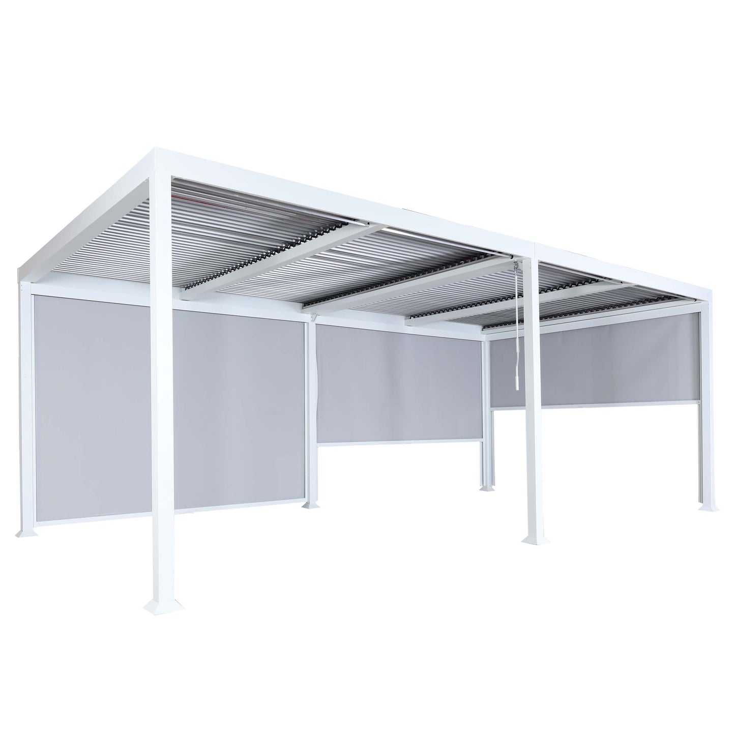Cosmo Casa - Aluminium pergola - Lamellenpaviljoen met 3 zijwanden - Wit - 3x6m