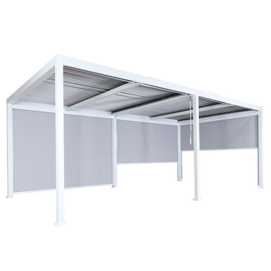 Cosmo Casa - Aluminium pergola - Lamellenpaviljoen met 3 zijwanden - Wit - 3x6m