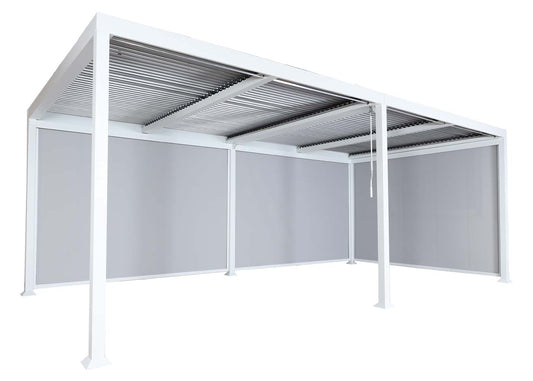 Cosmo Casa - Aluminium pergola - Lamellenpaviljoen met 3 zijwanden - Wit - 3x6m