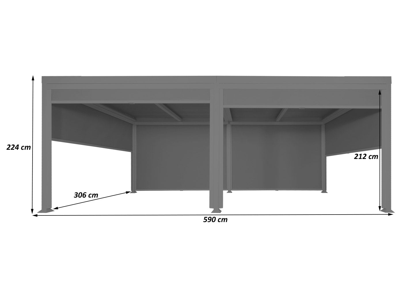 Cosmo Casa - Aluminium Pergola met 6 Zijwanden - Lamellenpaviljoen - Aluminium Frame - Wit - 3×6 m