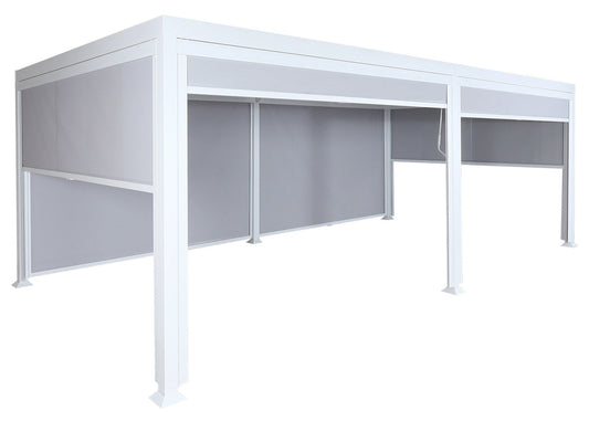 Cosmo Casa - Aluminium Pergola met 6 Zijwanden - Lamellenpaviljoen - Aluminium Frame - Wit - 3×6 m
