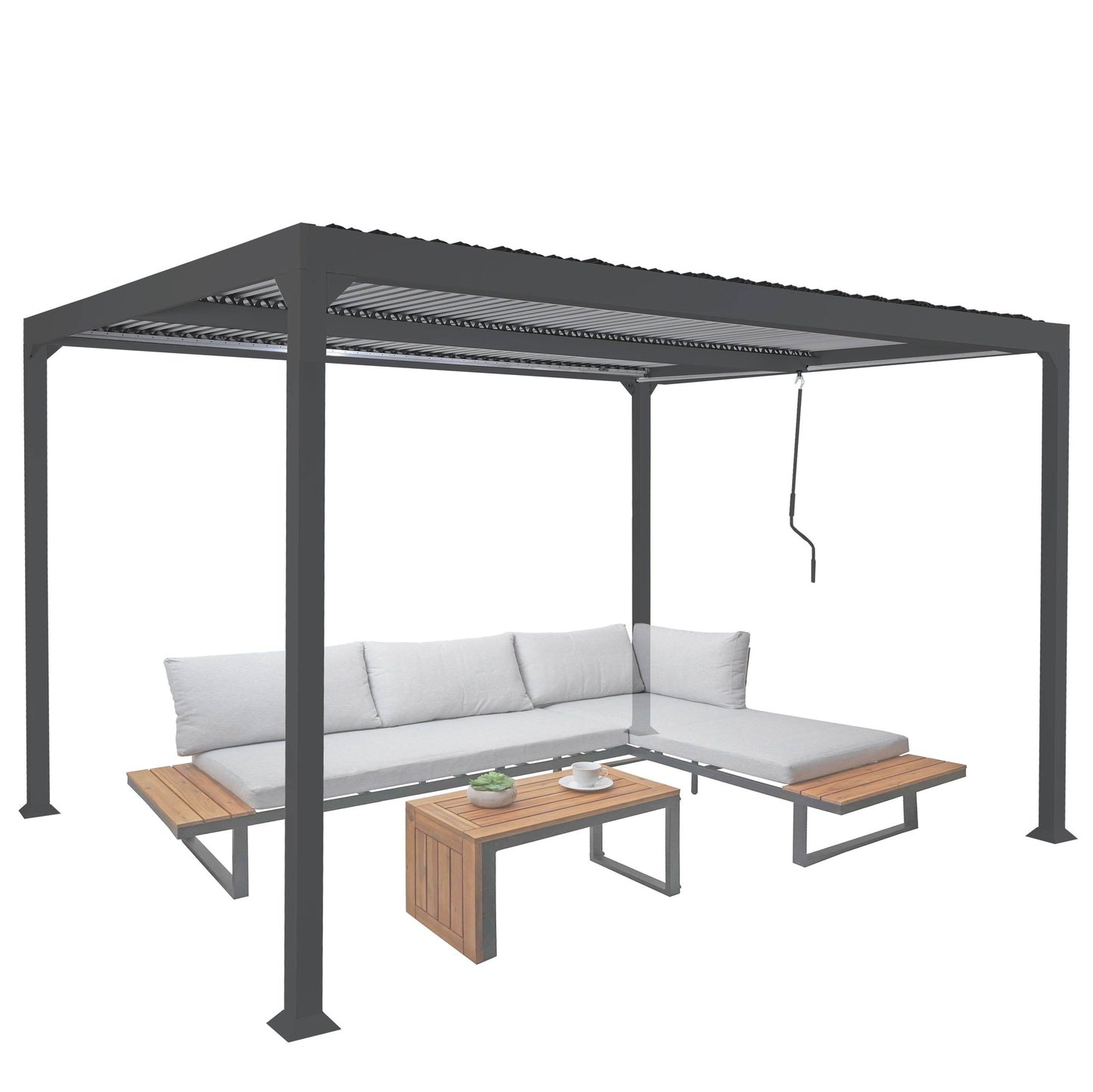 Cosmo Casa - Aluminium Pergola - Lamellenpaviljoen Terrasoverkapping - Aluminium Frame - Antraciet - 3×3,7 m
