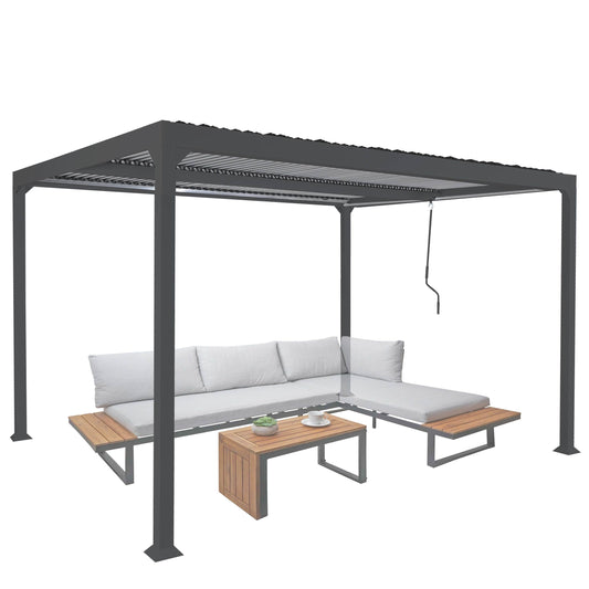 Cosmo Casa - Aluminium Pergola - Lamellenpaviljoen Terrasoverkapping - Aluminium Frame - Antraciet - 3×3,7 m