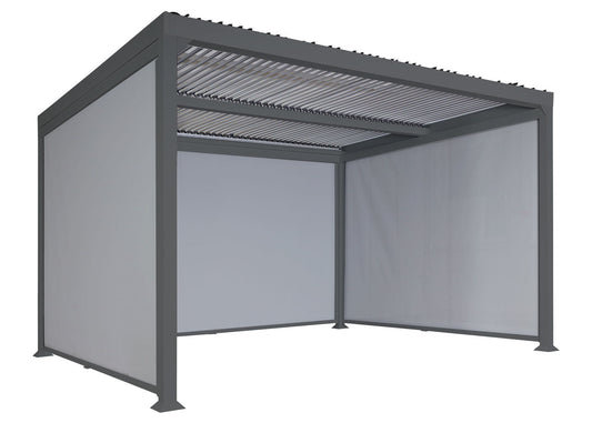 Cosmo Casa - Aluminium Pergola met 3 Zijwanden - Lamellenpaviljoen - Aluminium Frame - Antraciet - 3×3,7 m