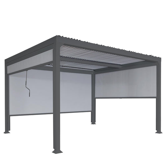 Cosmo Casa - Aluminium Pergola met 3 Zijwanden - Lamellenpaviljoen - Aluminium Frame - Antraciet - 3×3,7 m