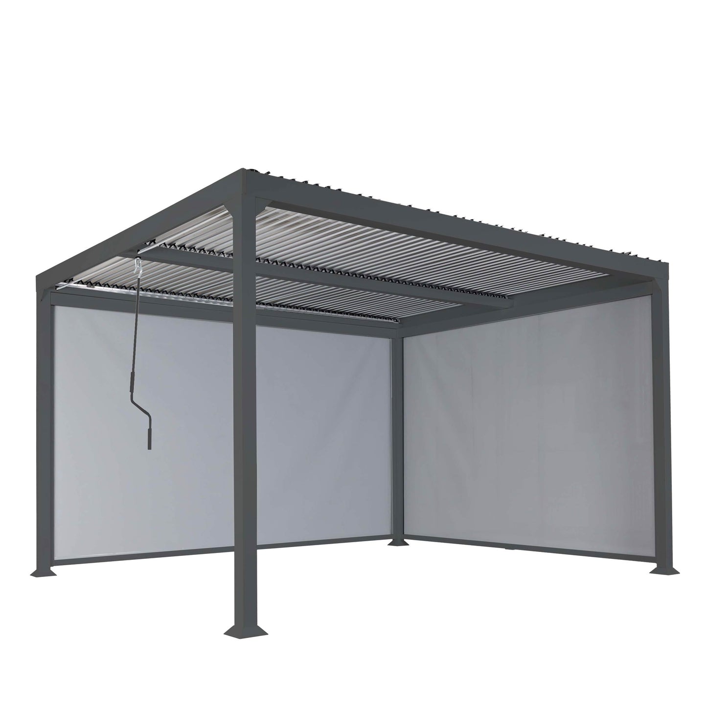 Cosmo Casa - Aluminium Pergola met 2 Zijwanden - Lamellenpaviljoen - Aluminium Frame - Antraciet - 3×3,7 m
