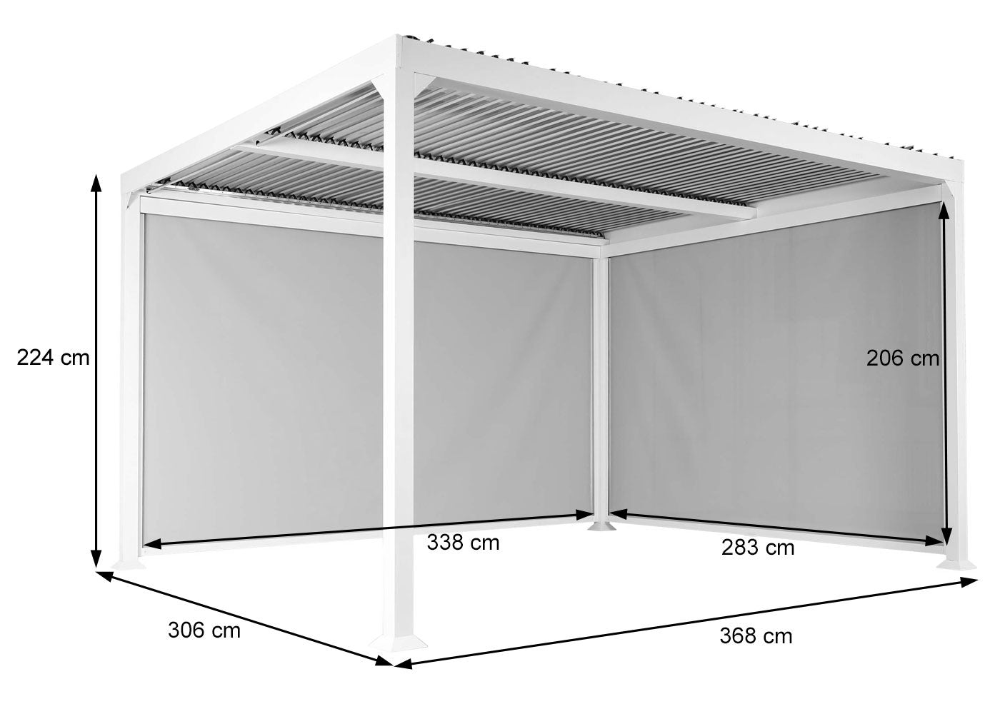 Cosmo Casa - Aluminium Pergola met 2 Zijwanden - Lamellenpaviljoen - Aluminium Frame - Antraciet - 3×3,7 m