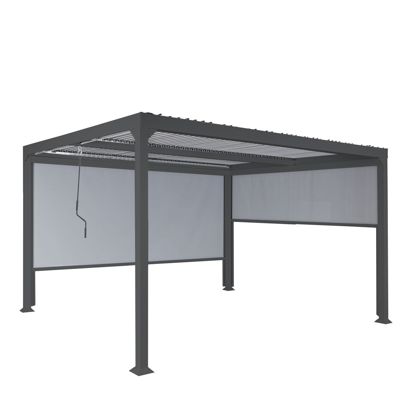 Cosmo Casa - Aluminium Pergola met 2 Zijwanden - Lamellenpaviljoen - Aluminium Frame - Antraciet - 3×3,7 m
