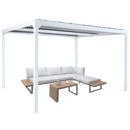 Cosmo Casa - Aluminium Pergola - Lamellenpaviljoen Terrasoverkapping - Aluminium Frame - Wit - 3×3,7 m