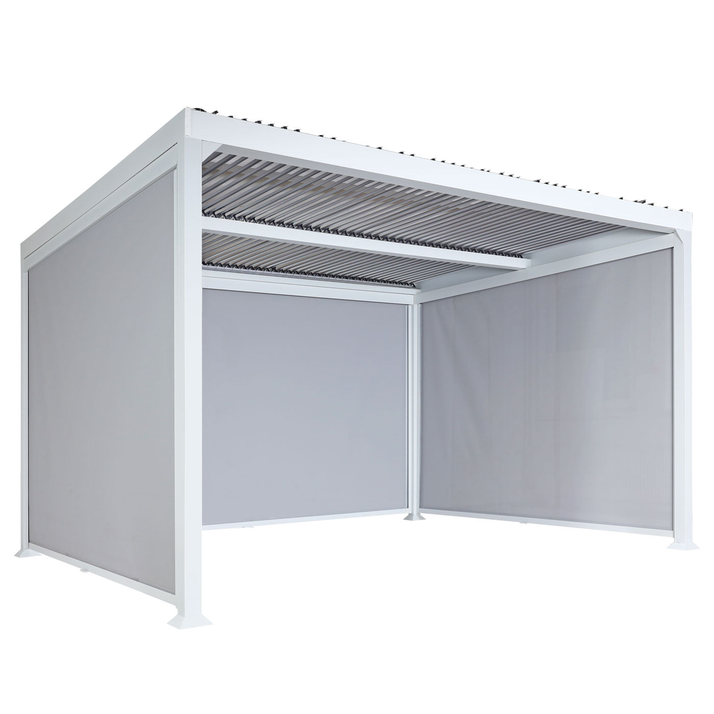 Cosmo Casa - Aluminium Pergola met 3 Zijwanden - Lamellenpaviljoen - Aluminium Frame - Wit - 3×3,7 m