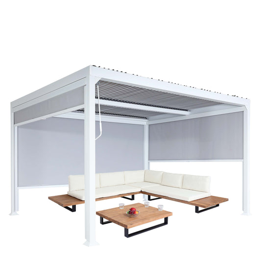 Cosmo Casa - Aluminium Pergola met 3 Zijwanden - Lamellenpaviljoen - Aluminium Frame - Wit - 3×3,7 m