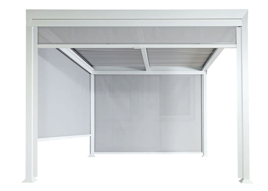 Cosmo Casa - Aluminium Pergola met 3 Zijwanden - Lamellenpaviljoen - Aluminium Frame - Wit - 3×3,7 m