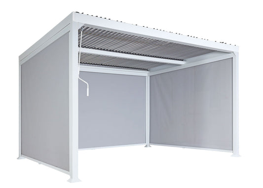 Cosmo Casa - Aluminium Pergola met 3 Zijwanden - Lamellenpaviljoen - Aluminium Frame - Wit - 3×3,7 m