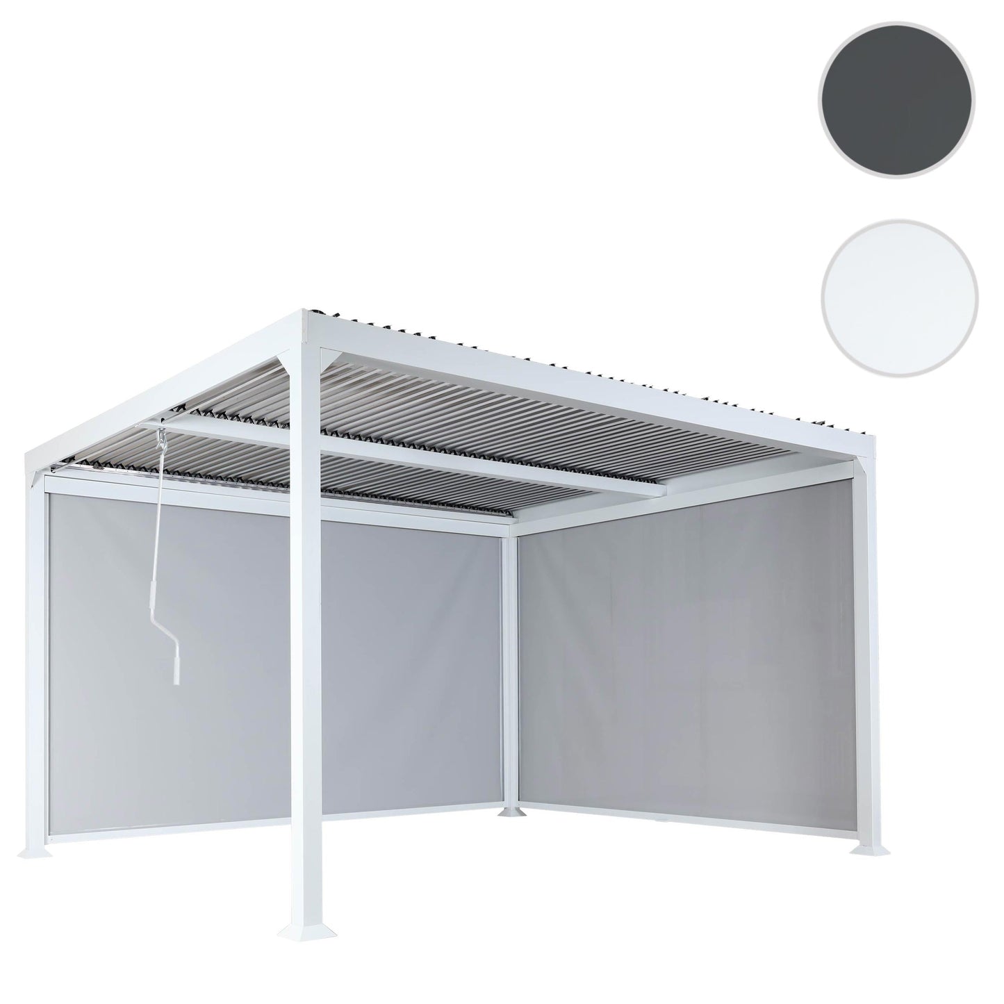 Cosmo Casa - Aluminium Pergola met 2 Zijwanden - Lamellenpaviljoen - Aluminium Frame - Wit - 3×3,7 m