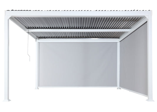 Cosmo Casa - Aluminium Pergola met 2 Zijwanden - Lamellenpaviljoen - Aluminium Frame - Wit - 3×3,7 m