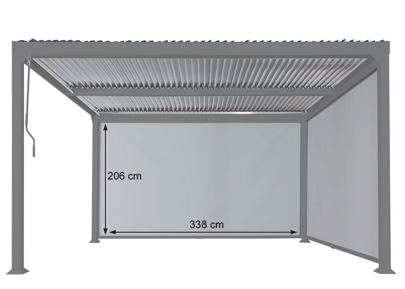 Cosmo Casa - Zijwand voor Pergola - Vervangende Zijwand Rolgordijn - Stoftextiel - Antraciet - 3×3,7 m