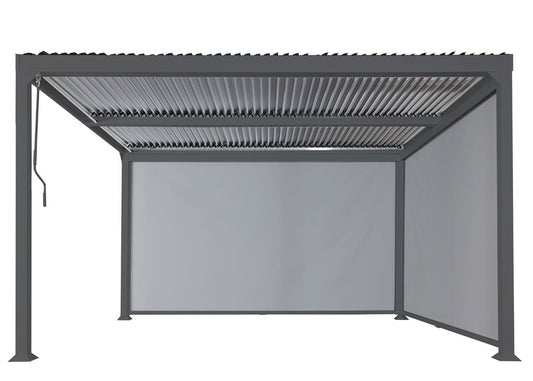 Cosmo Casa - Zijwand voor Pergola - Vervangende Zijwand Rolgordijn - Stoftextiel - Antraciet - 3×3,7 m