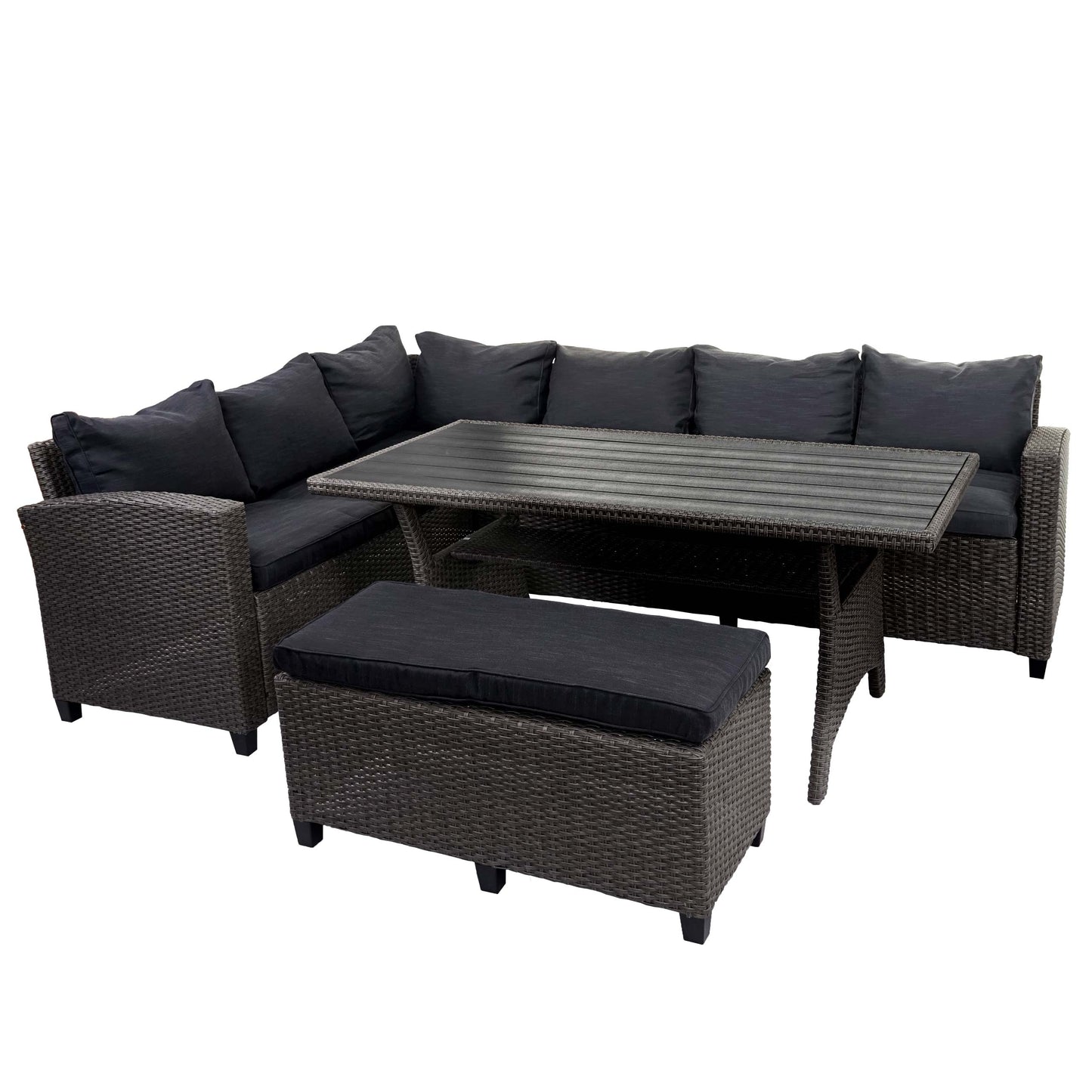 Cosmo Casa - Poly-Rotan Set - Tuinloungeset - Halfrond Gesponnen Polyrotan - Antraciet - Kussens Antraciet