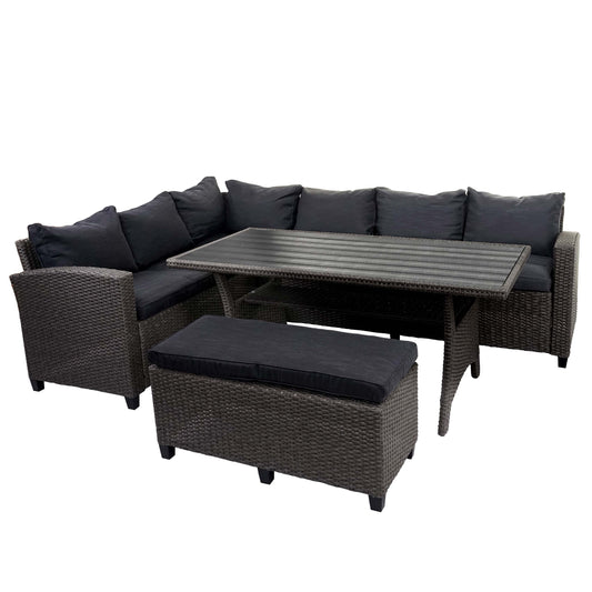 Cosmo Casa - Poly-Rotan Set - Tuinloungeset - Halfrond Gesponnen Polyrotan - Antraciet - Kussens Antraciet