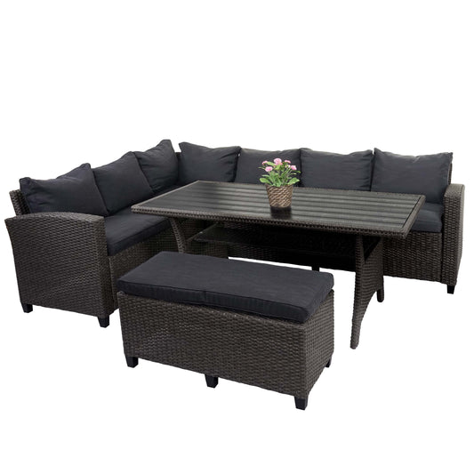 Cosmo Casa - Poly-Rotan Set - Tuinloungeset - Halfrond Gesponnen Polyrotan - Antraciet - Kussens Antraciet